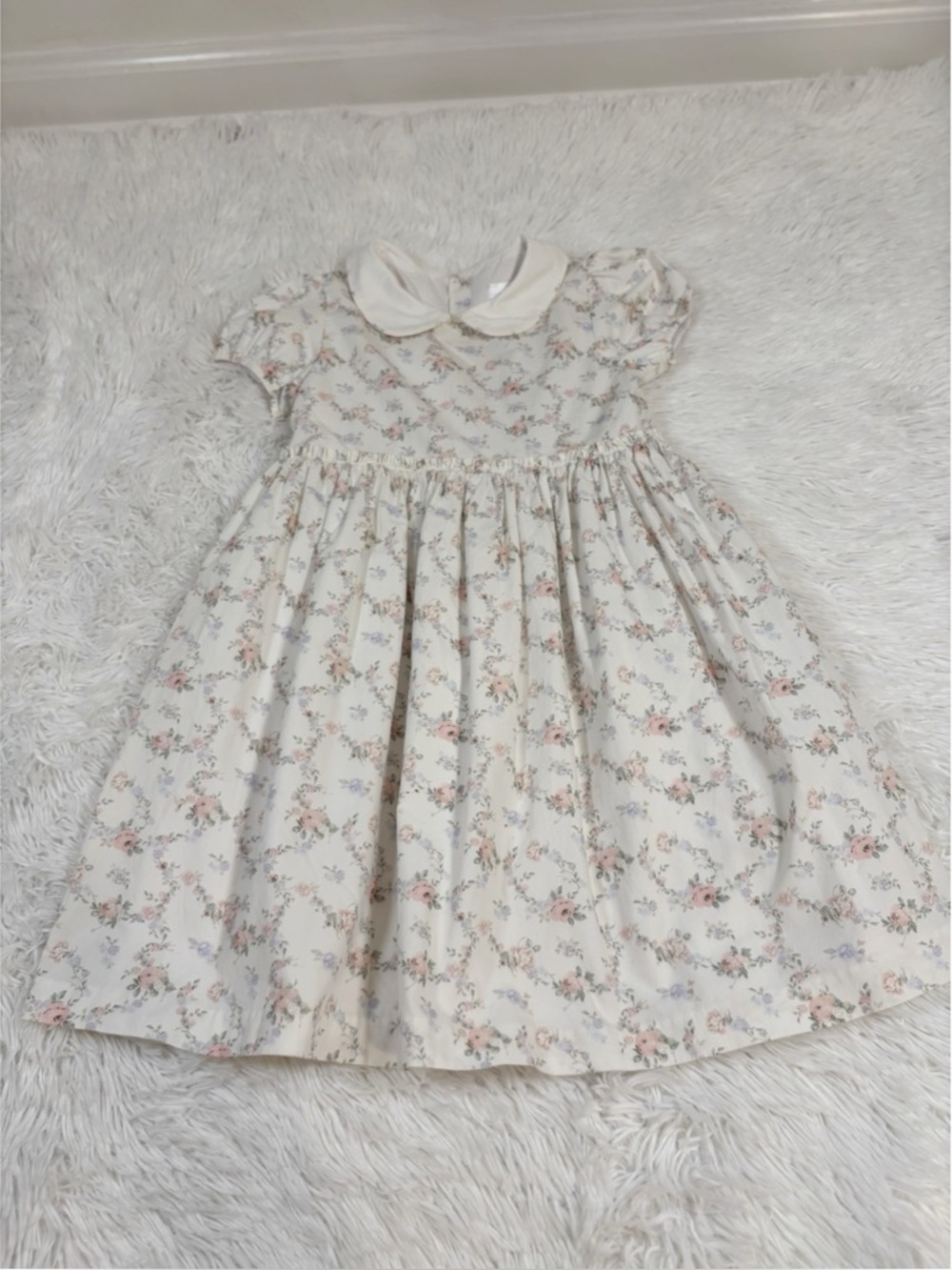 EdgeHill Collection puff sleeve Floral Peter Pan Collar Dress